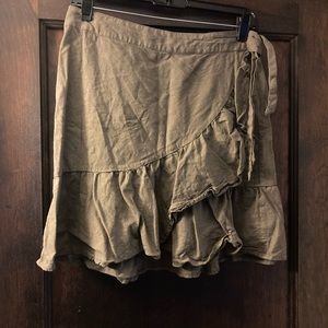 Free People linen blend wrap ruffle skirt size 6